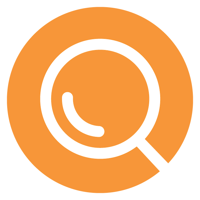A logo of a magnifying glass